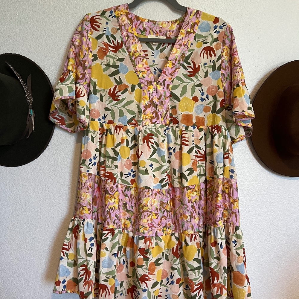 Summer Floral Short Sleeve Dress